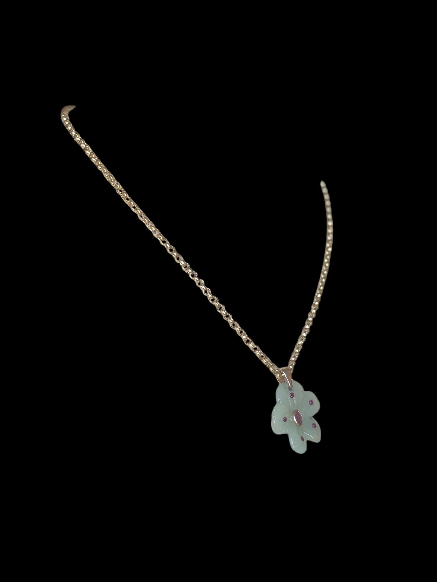 FLORA Pendant, Green Aventurine & Rubies