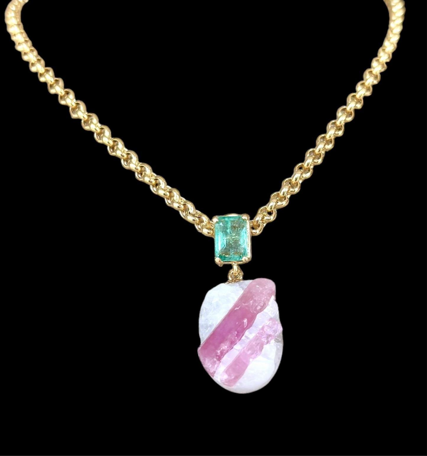 Candy Dish Pendant with Emerald Cut Emerald