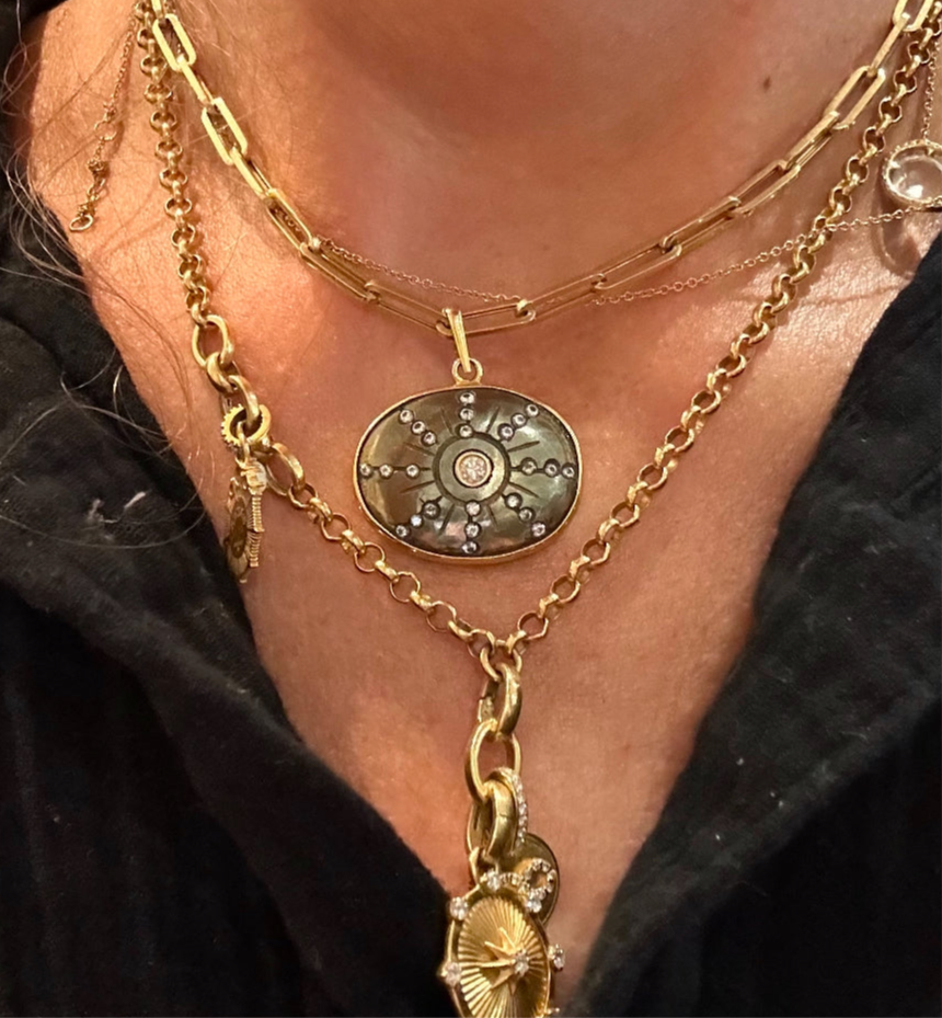 SOL Pendant, Pyrite & Diamonds