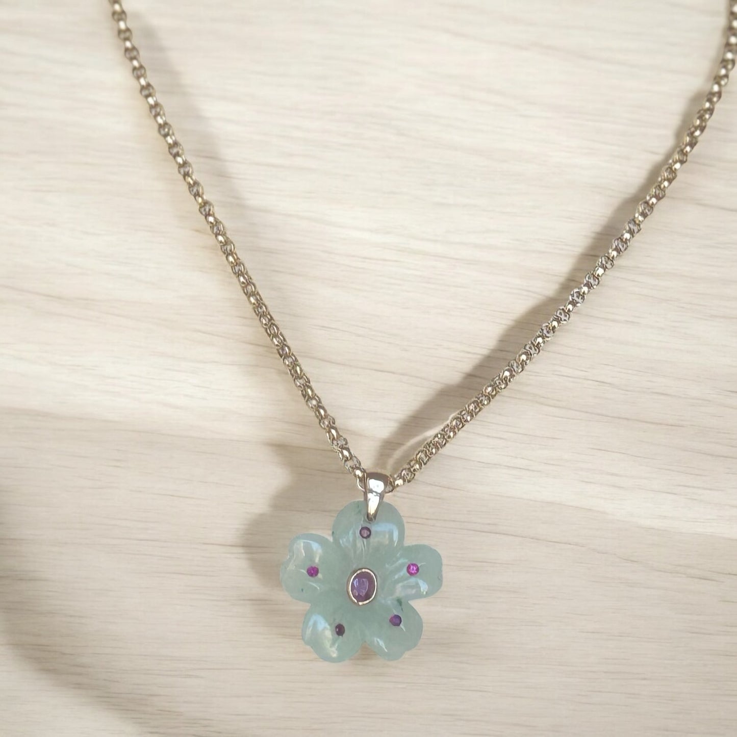 FLORA Pendant, Green Aventurine & Rubies