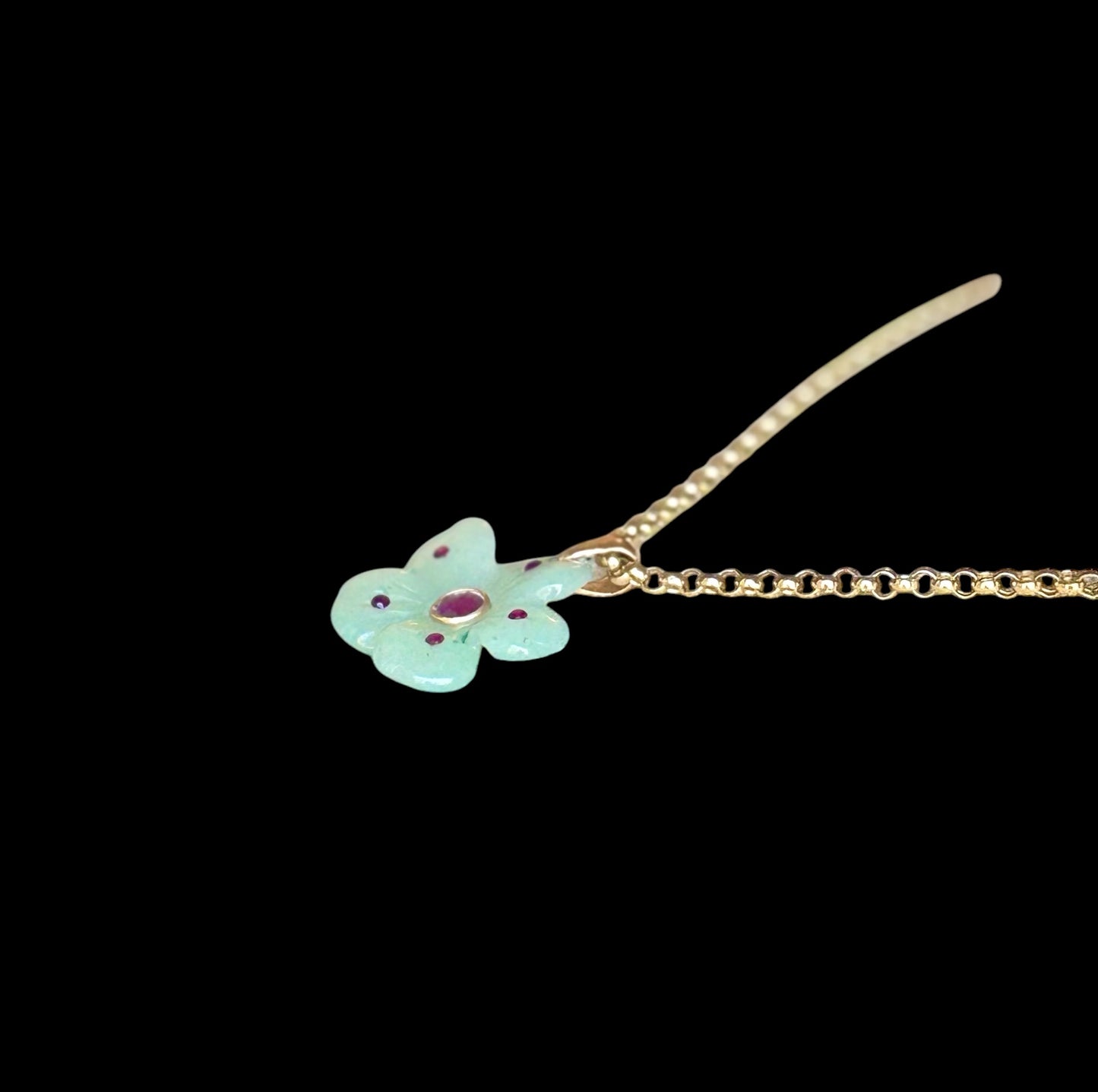 FLORA Pendant, Green Aventurine & Rubies