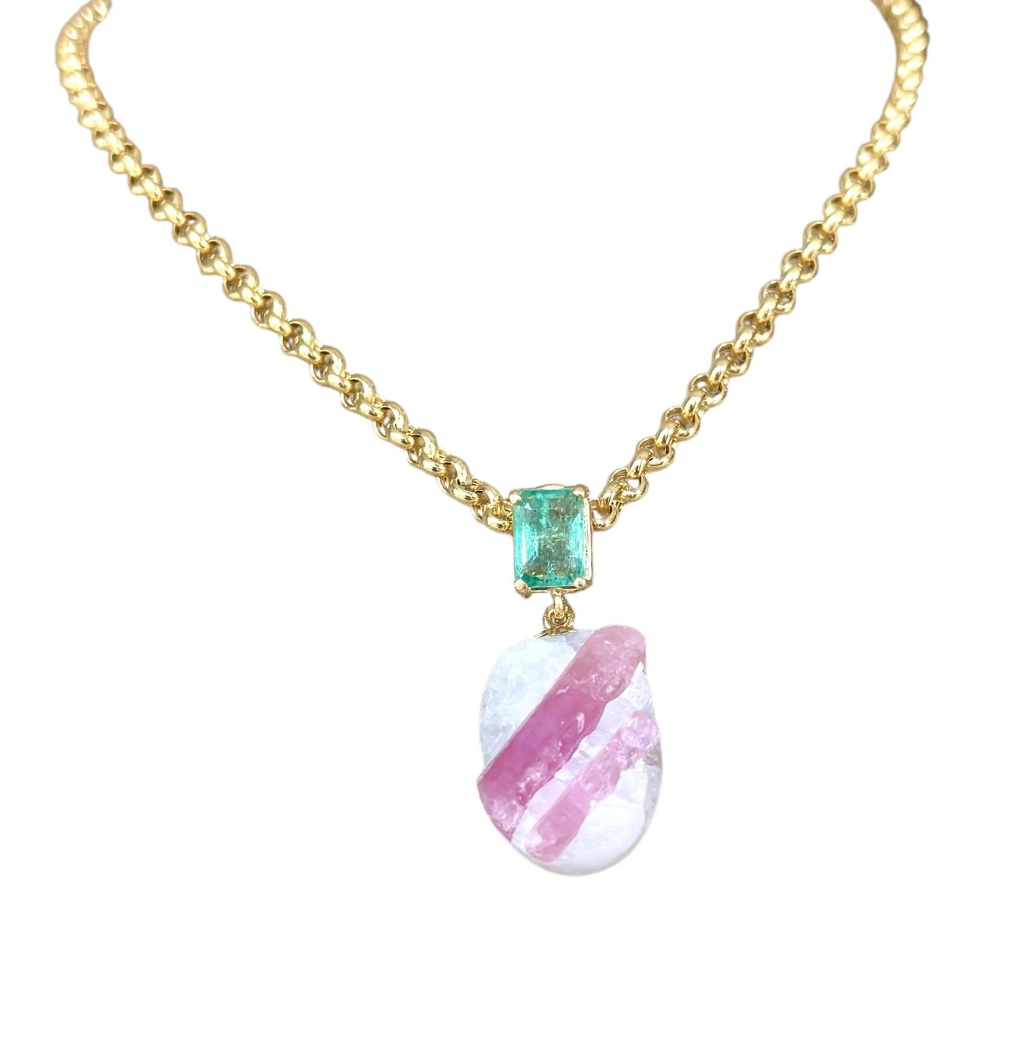 Candy Dish Pendant with Emerald Cut Emerald