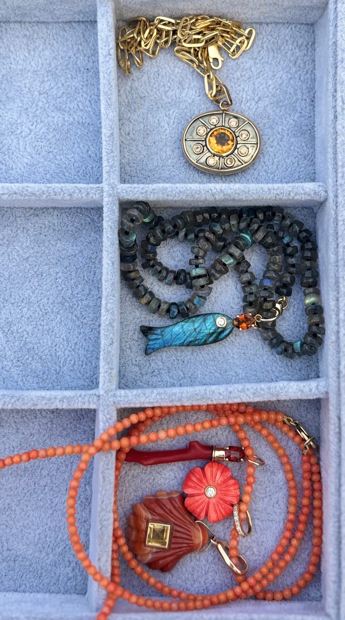 Laguna Agate Shell Pendant with Citrine