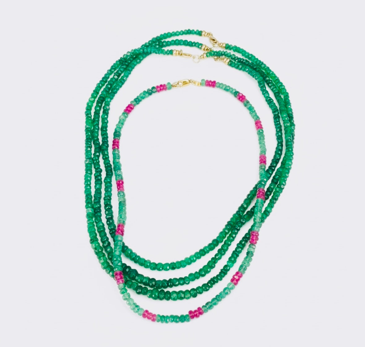 Emerald & Pink Sapphire Necklace
