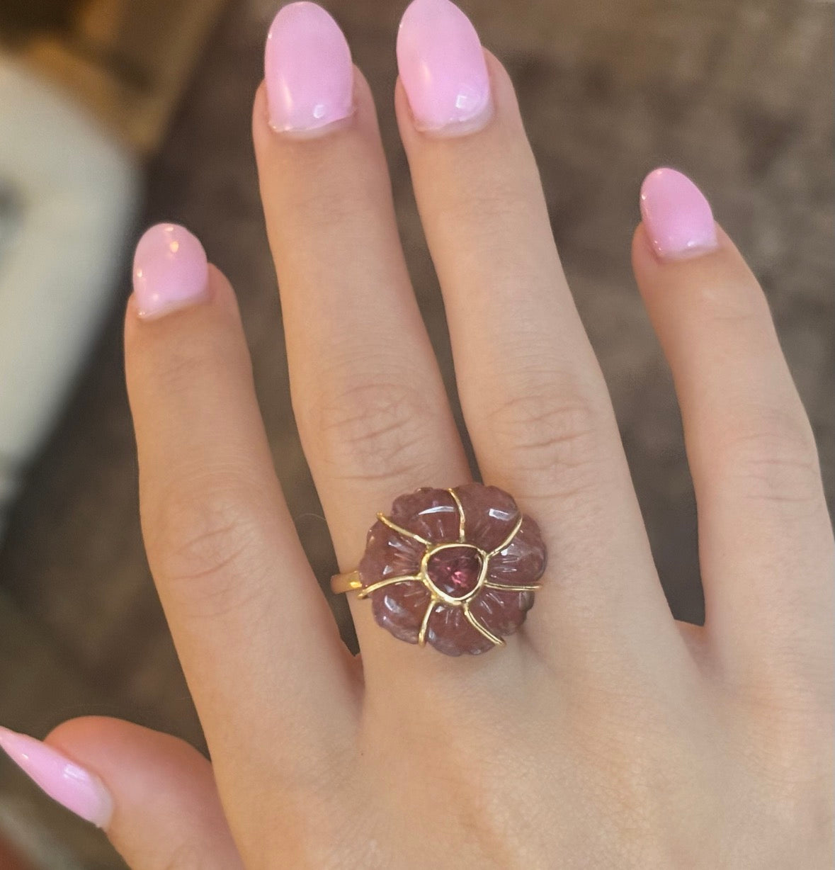 FLORA Ring, Tourmaline and 14k Gold