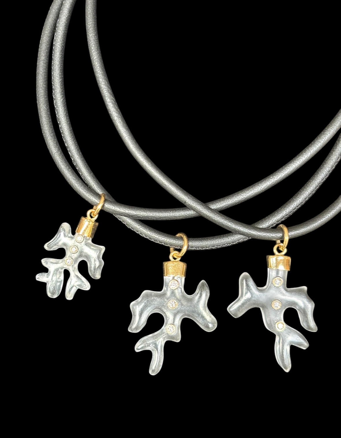 Rock Crystal & Diamond Coral Pendant, large