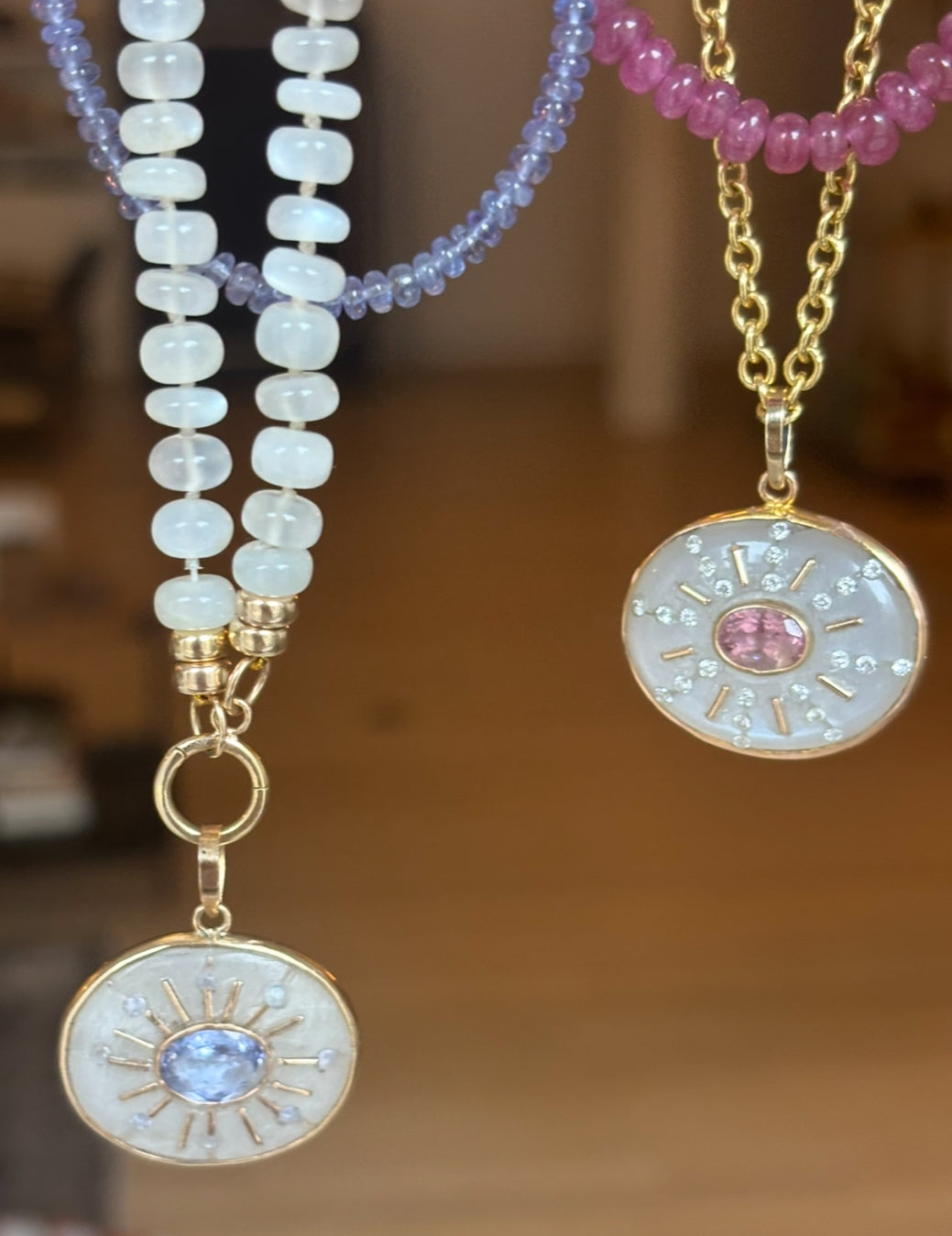 SOL Pendant, Moonstone with Tanzanites