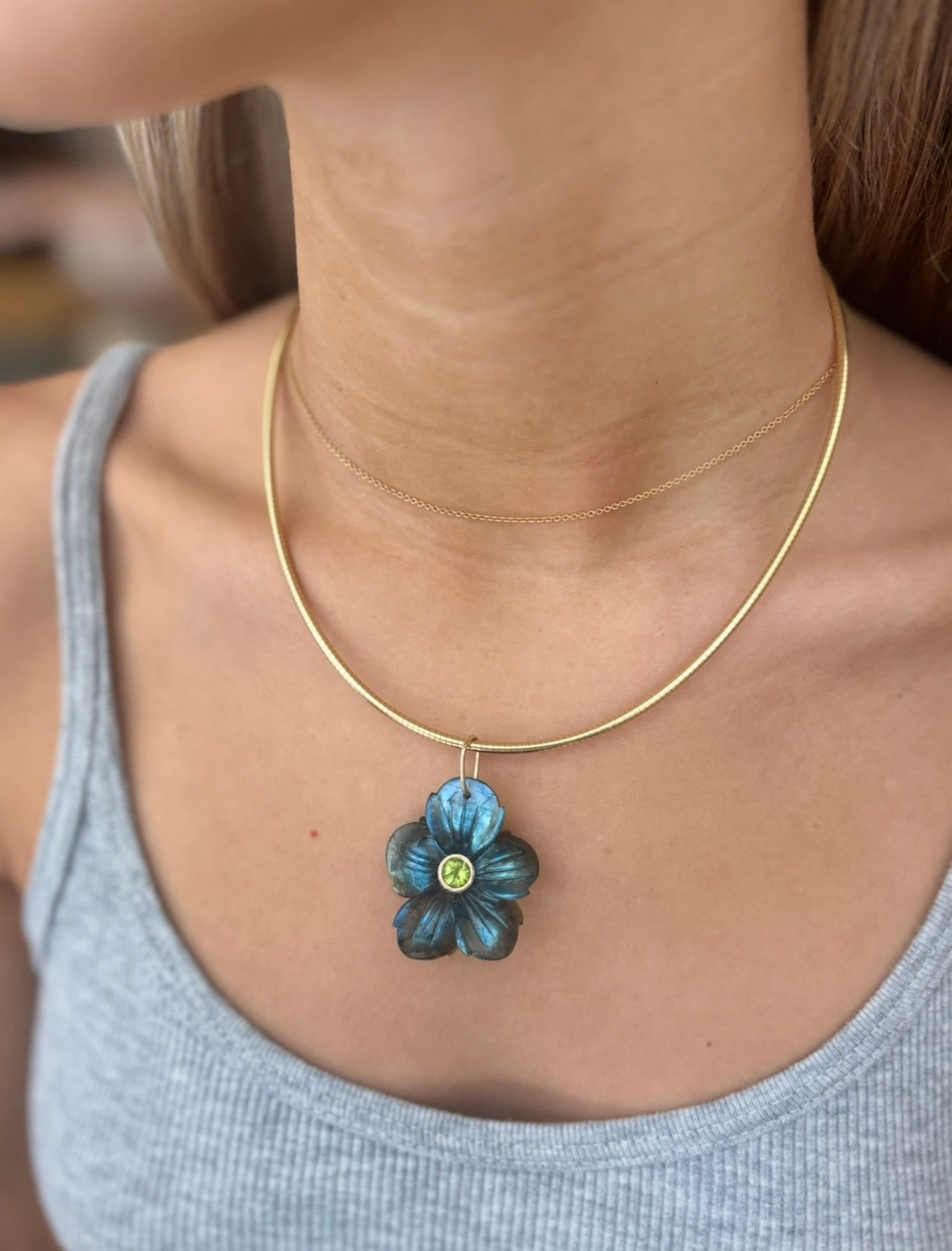 FLORA Pendant, Labradorite with Peridot