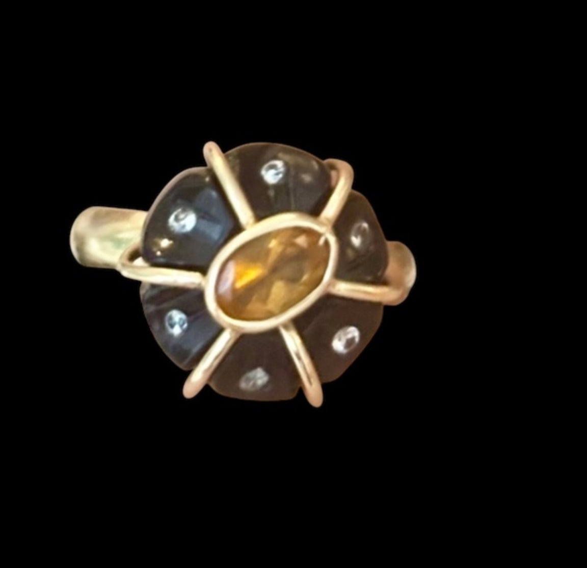 FLORA RING, Black Onyx, Citrine & Diamonds