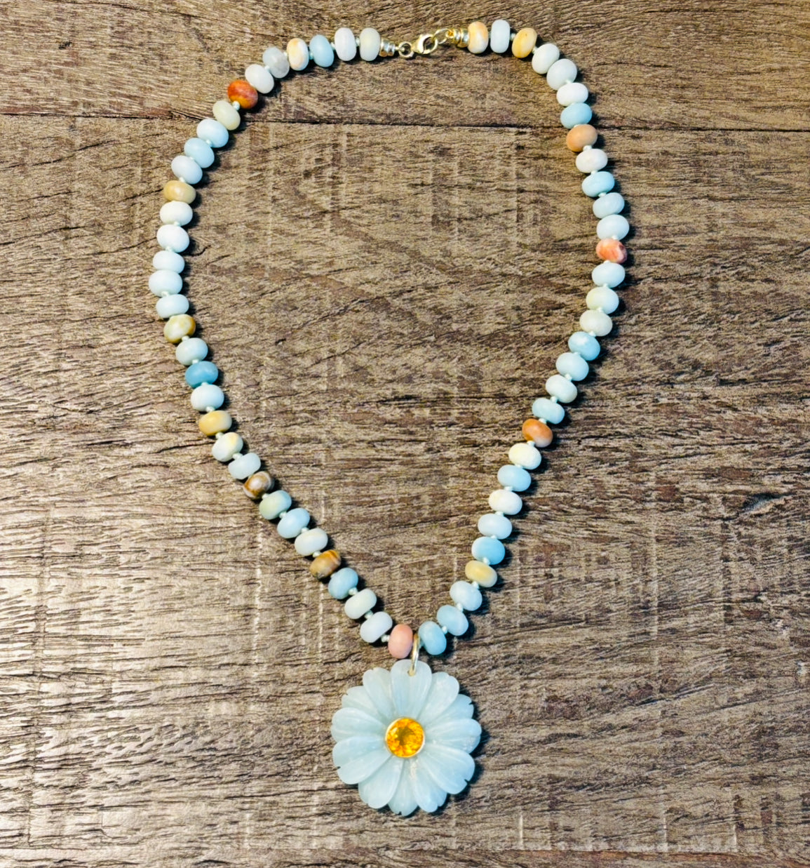 FLORA Necklace, Flower Amazonite & Citrine