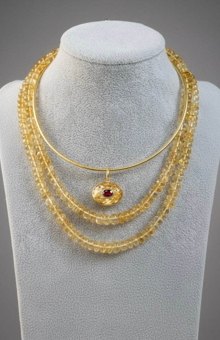 DISCO Pendant, Citrine with Madeira Citrine