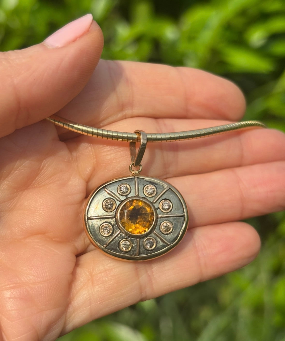 SOL Pendant, Pyrite with Citrine & Champagne Diamonds