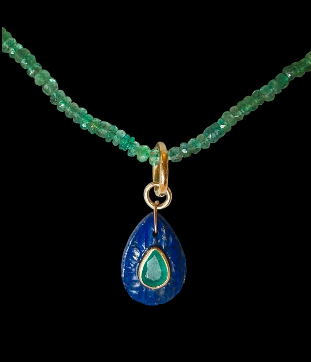 FLORA Petal Earrings: Lapis, Emeralds & Diamonds