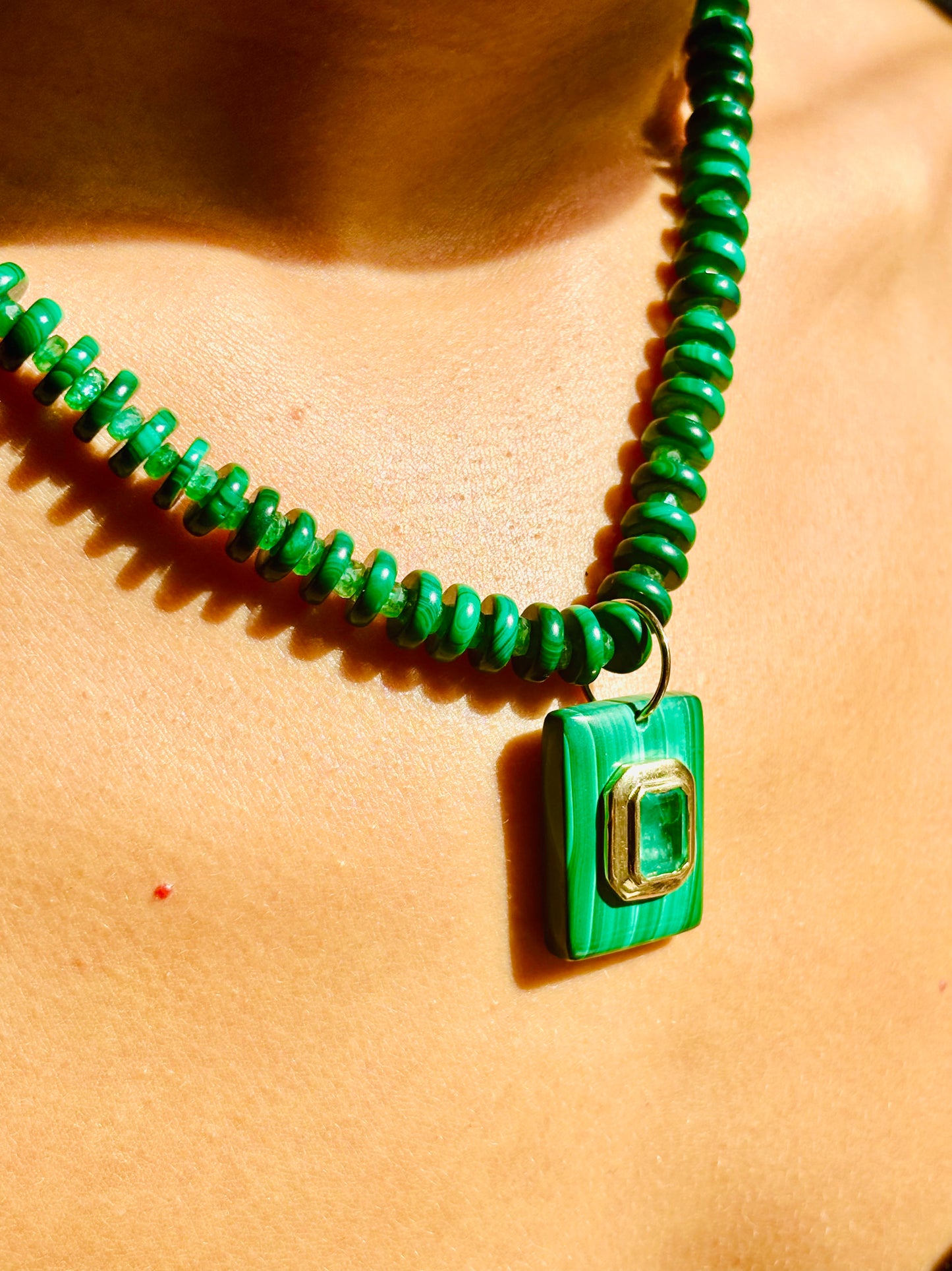 Malachite and Emerald Necklace