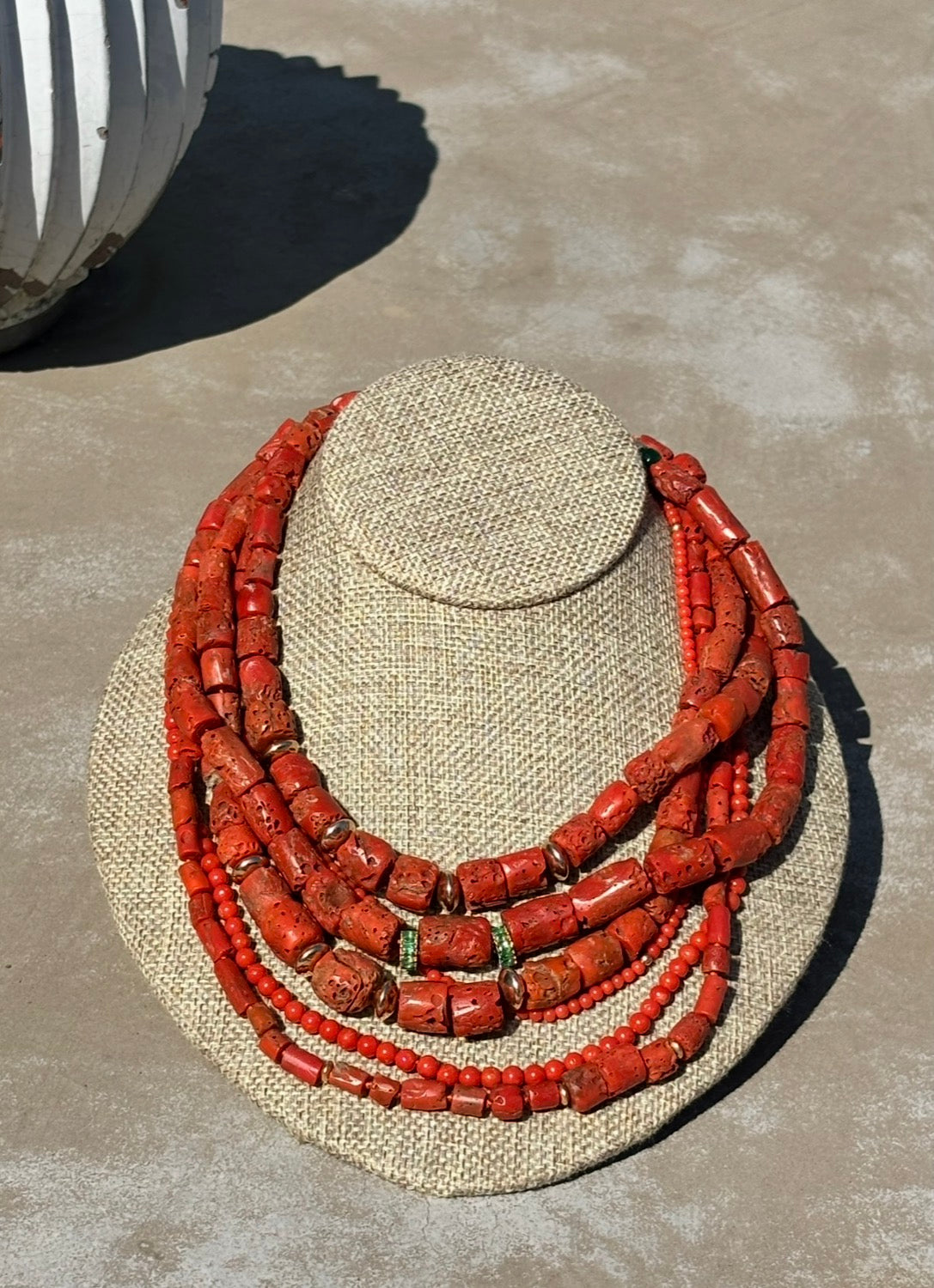 Coral and 14k Gold Necklace, 18”