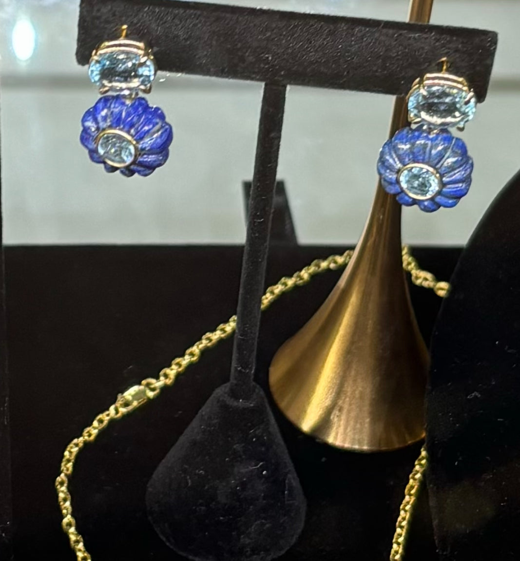 FLORA EARRINGS, Lapis & Blue Topaz