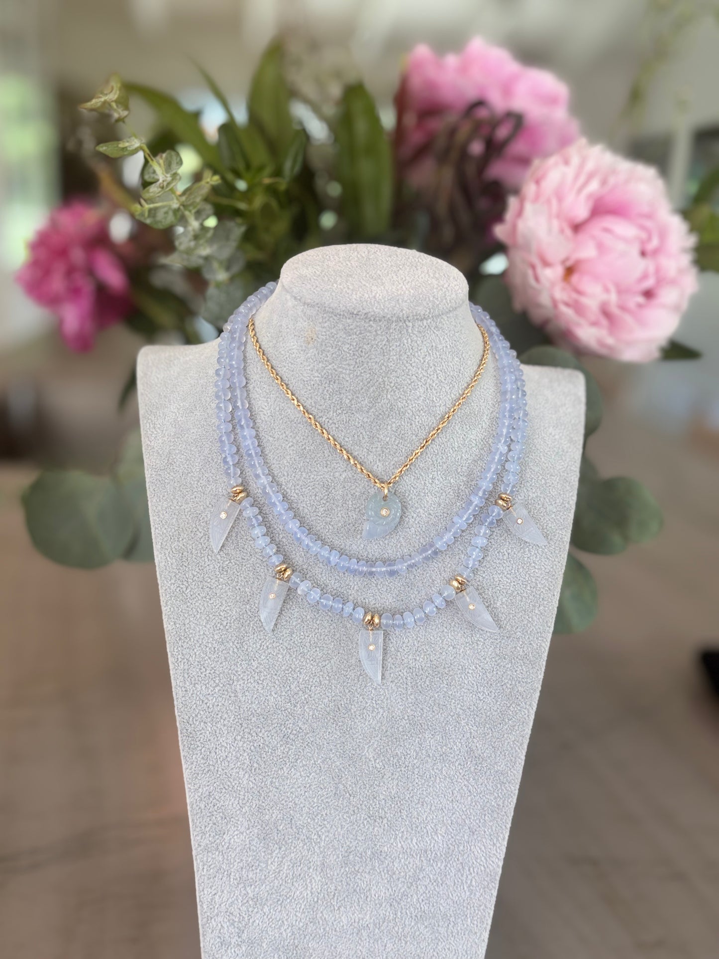 Chalcedony Rondelle Necklace