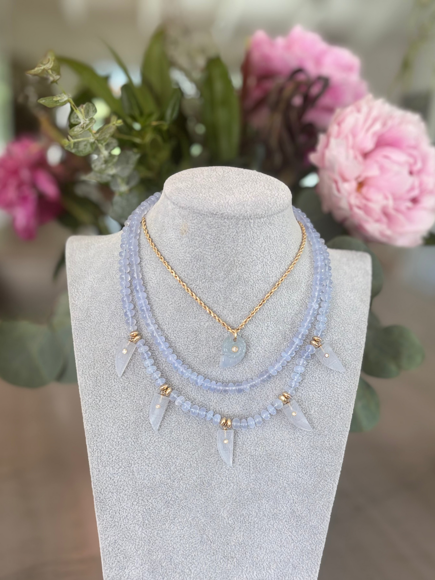 Chalcedony Rondelle Necklace