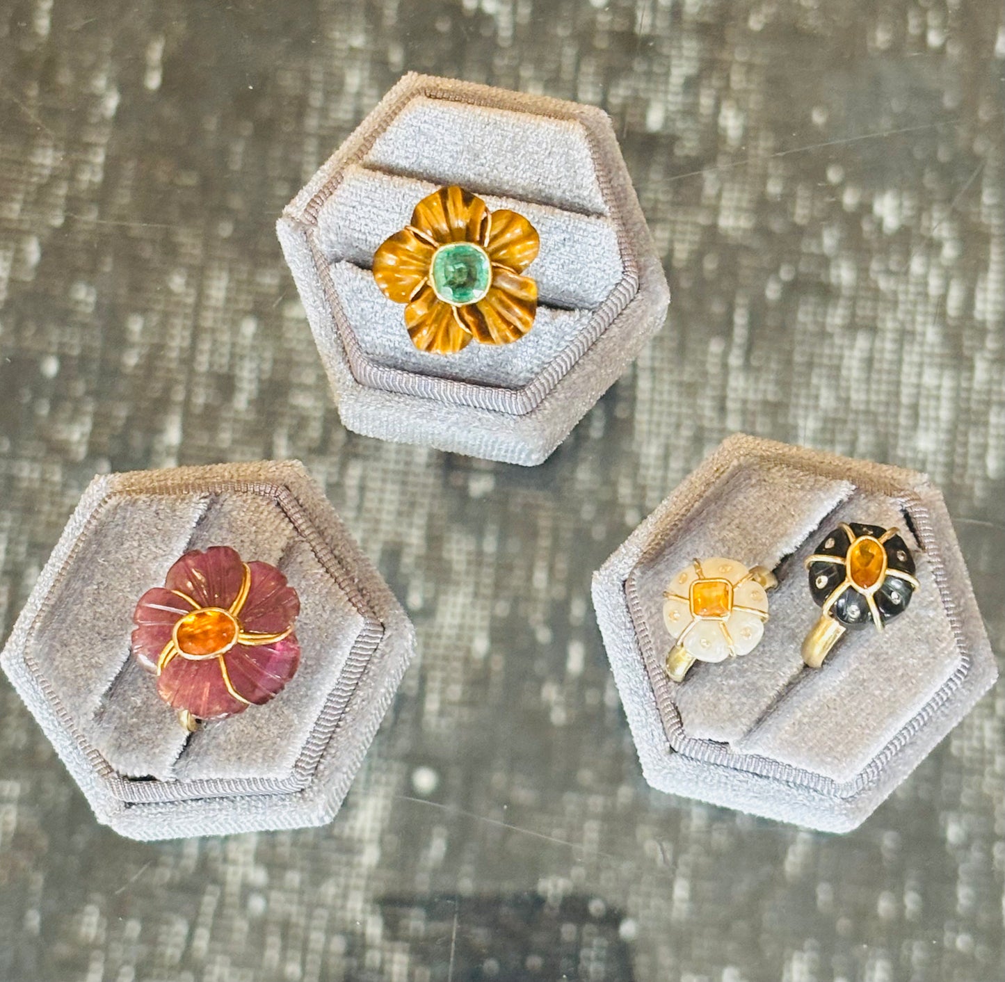 FLORA Ring, moonstone, citrine & diamonds