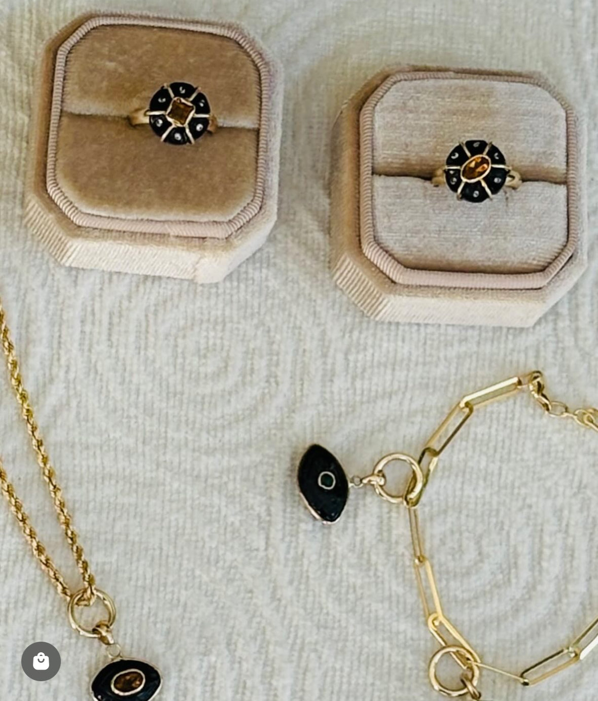 FLORA RING, Black Onyx, Citrine & Diamonds
