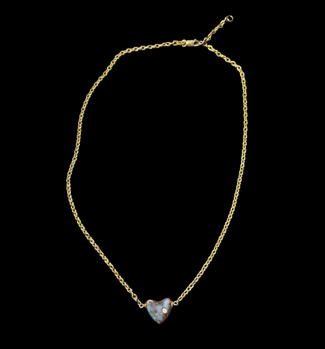 Australian Opal Heart Necklace with Diamond