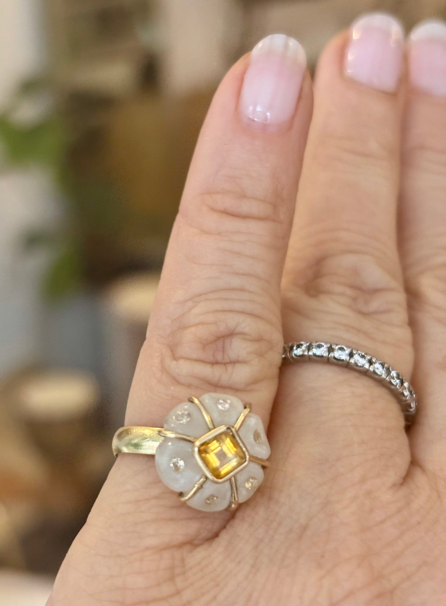 FLORA Ring, moonstone, citrine & diamonds