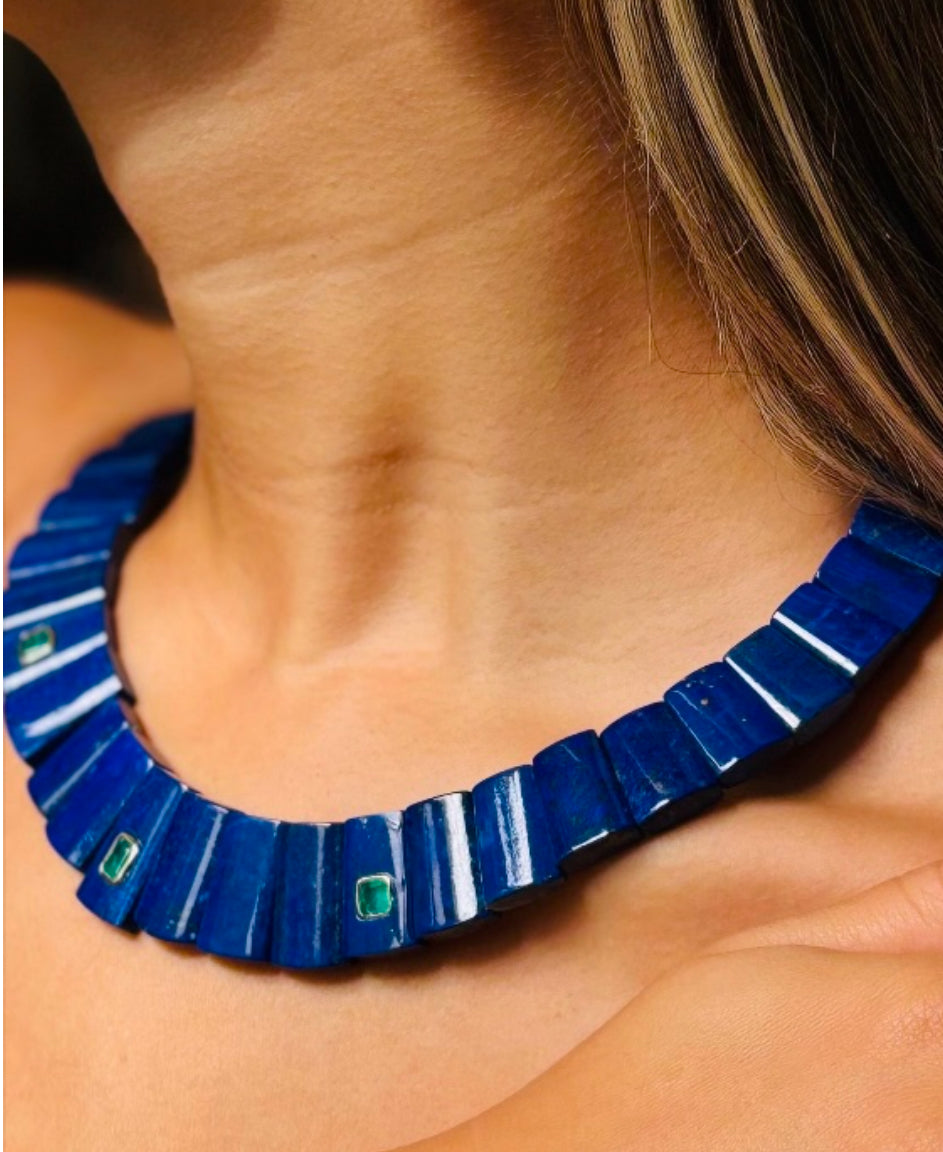 The CLEOPATRA, Lapis and Emerald Collar Necklace