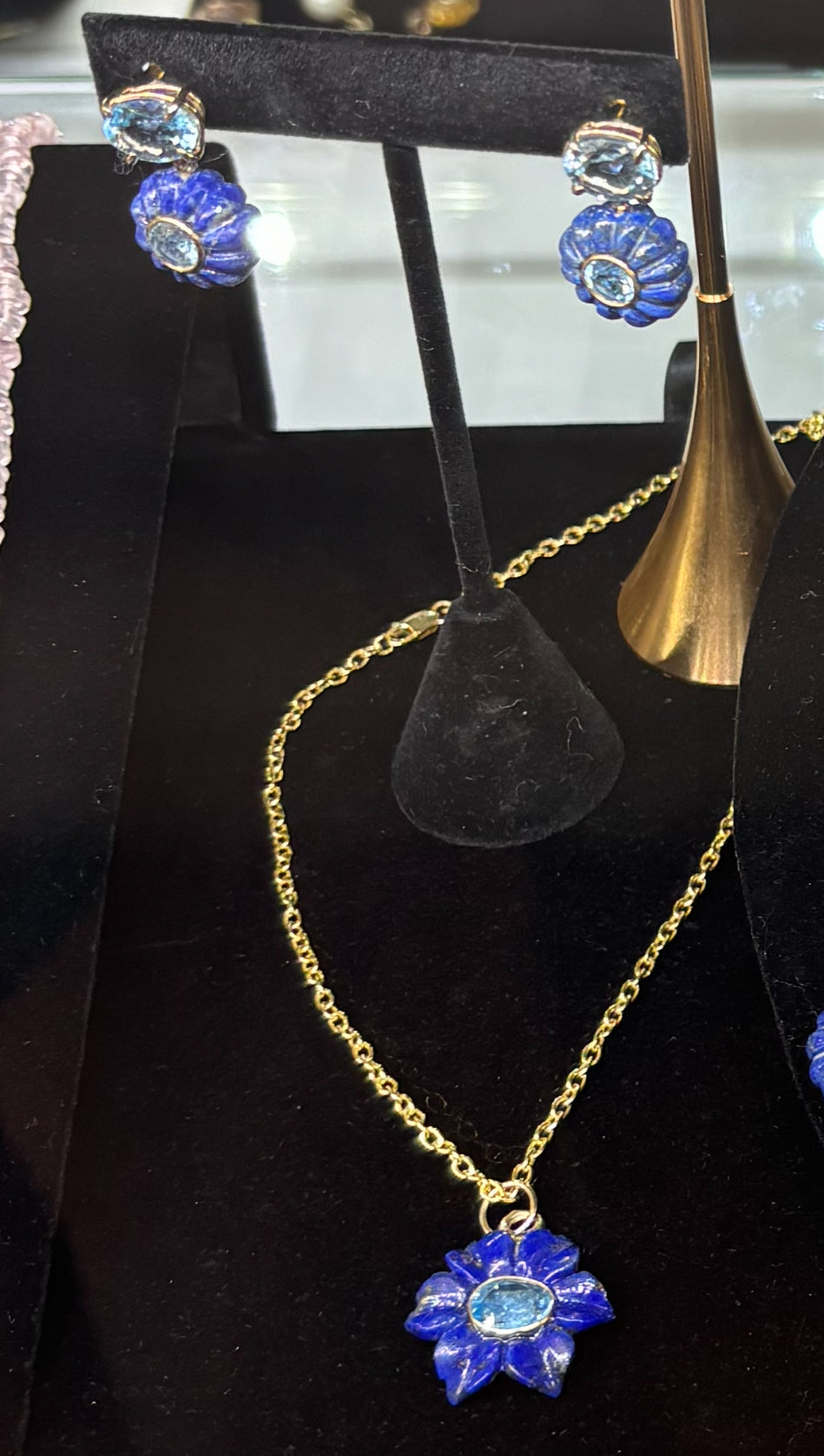 FLORA EARRINGS, Lapis & Blue Topaz