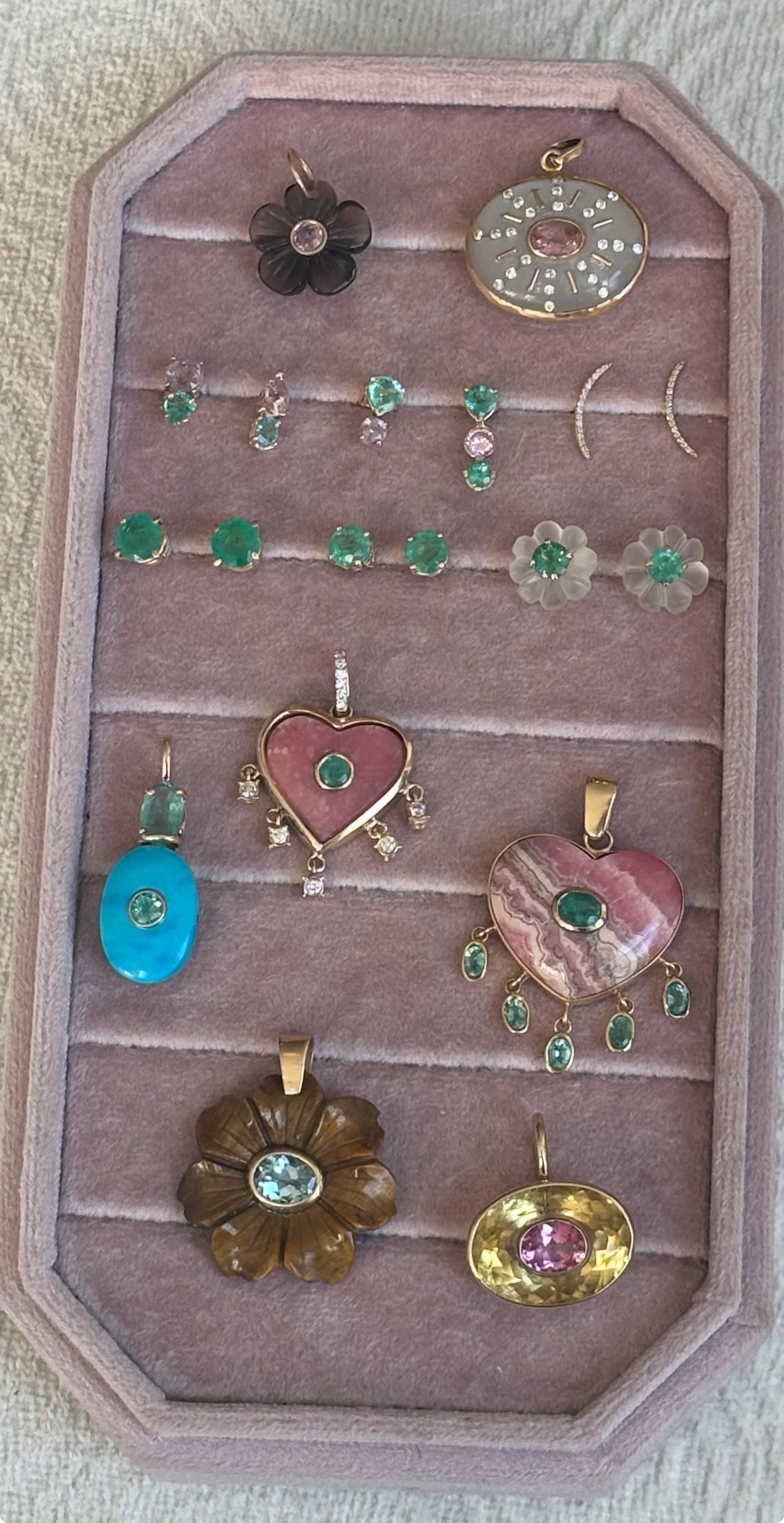 FLORA Pendant : Tiger’s Eye with Sky Blue Topaz