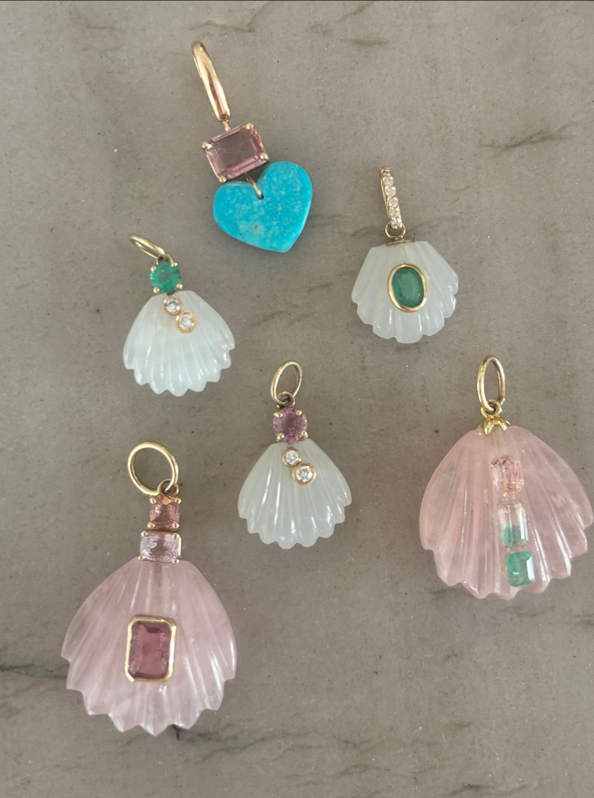 Turquoise Heart Pendant with Pink Tourmaline