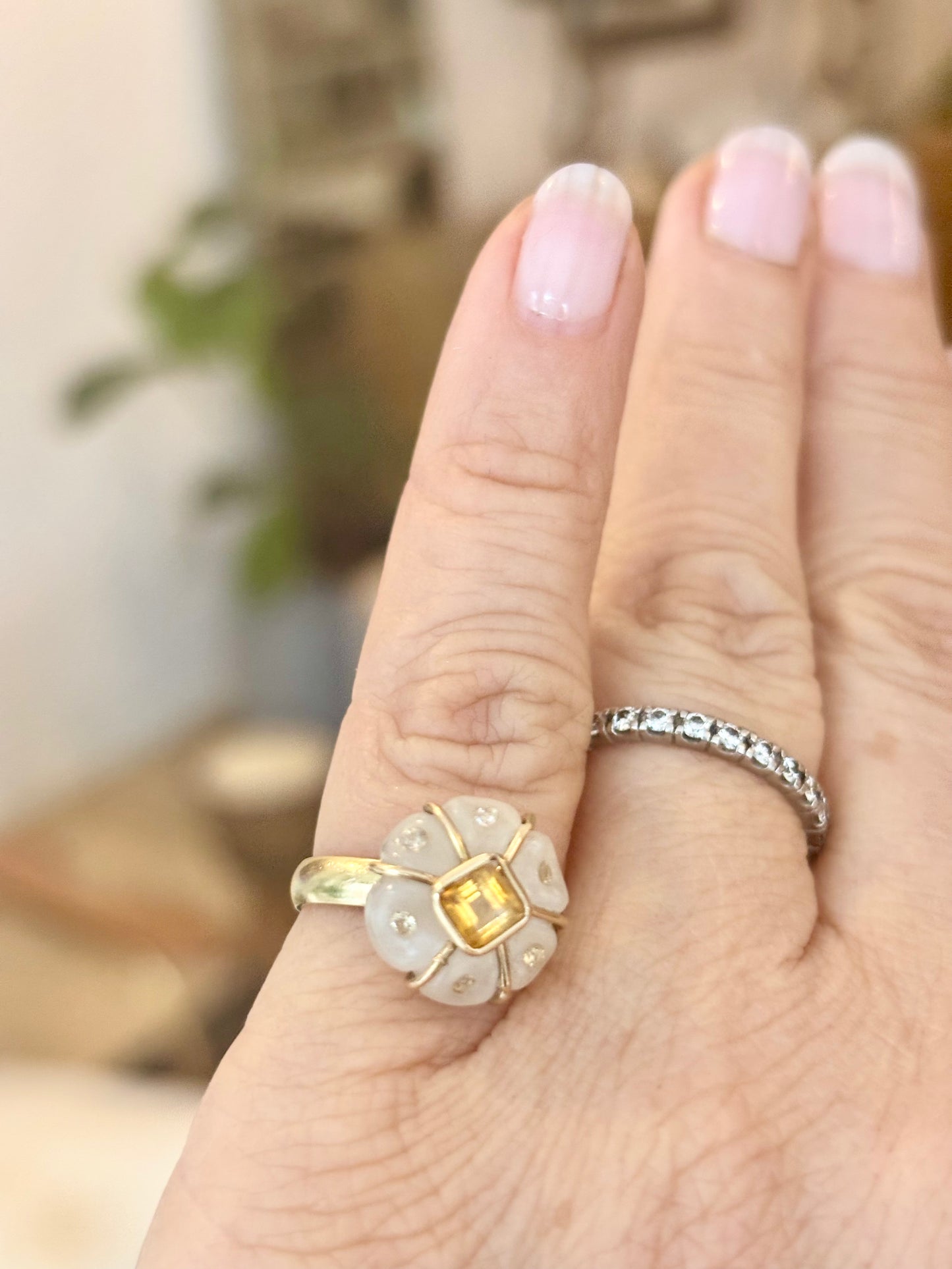 FLORA Ring, moonstone, citrine & diamonds