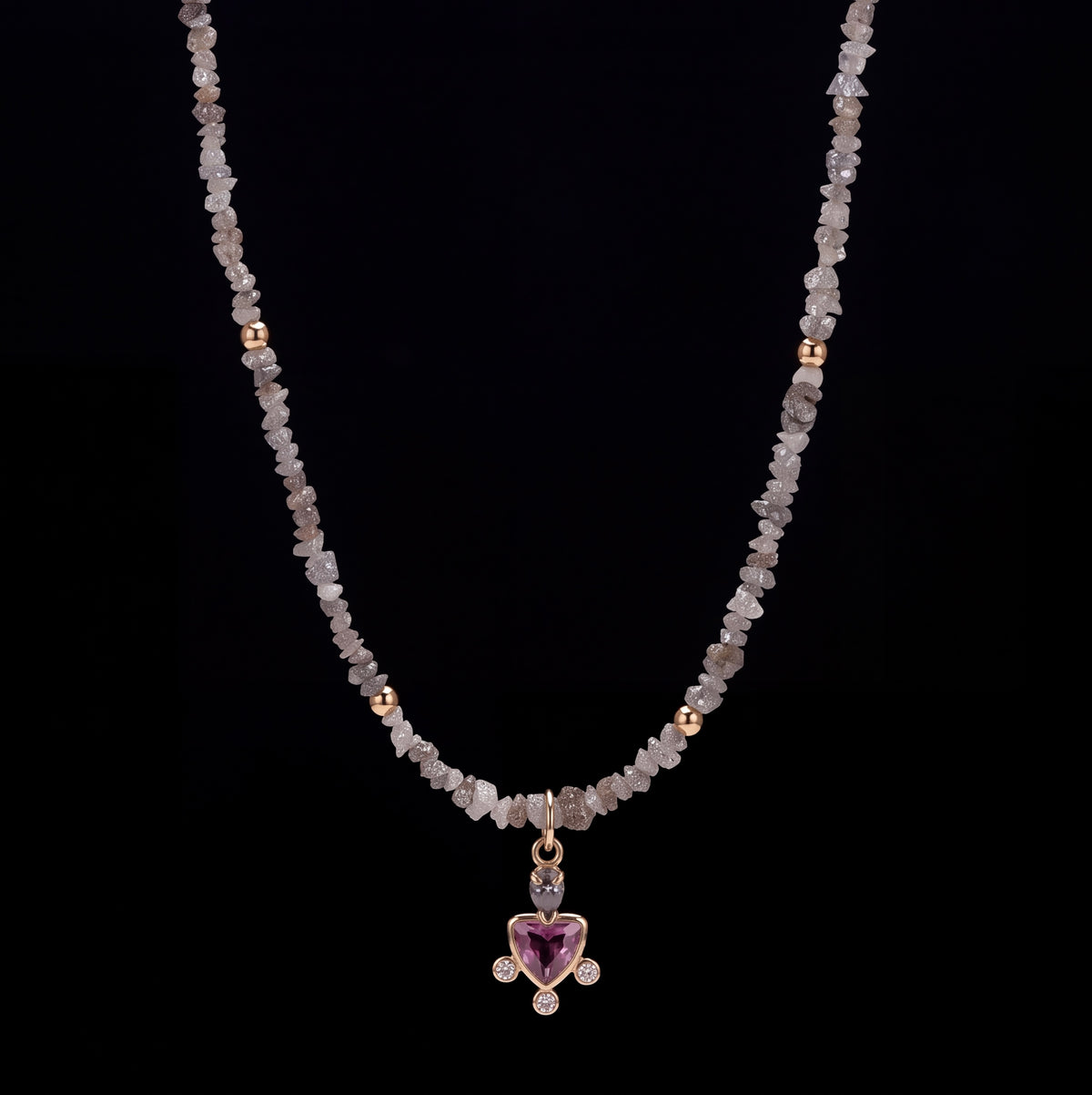 Tourmaline Diamond and Spinel Necklace with 14k Gold
