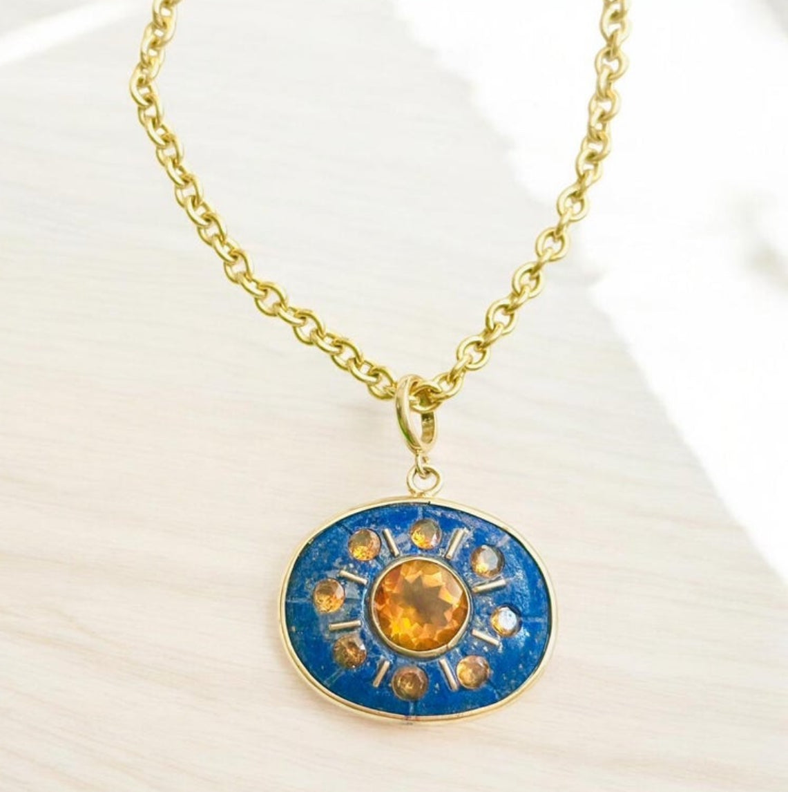 SOL Pendant, Lapis with Citrines