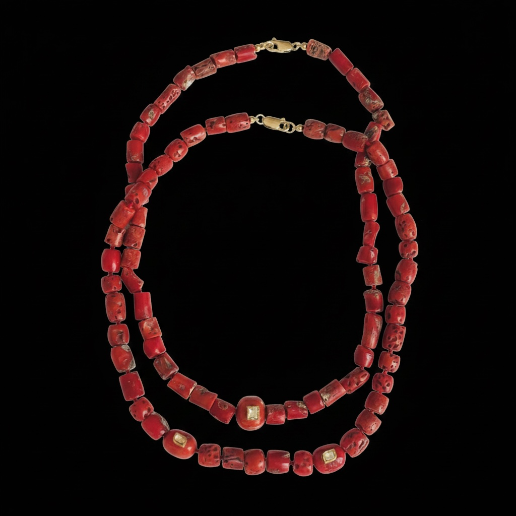 Coral Necklace with Polki Diamond