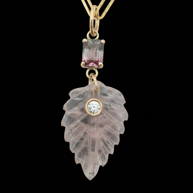 Tourmaline and Diamond Necklace with 14k Gold