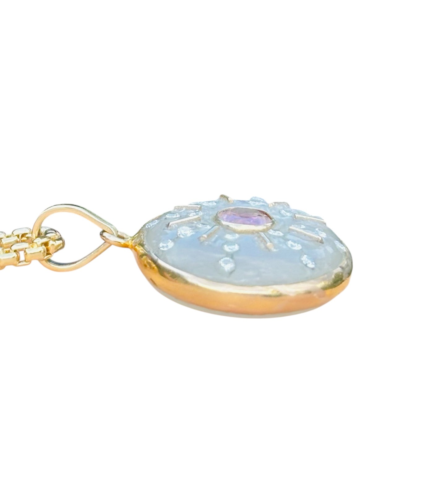 SOL Pendant, Moonstone with Pink Tourmaline & Diamonds