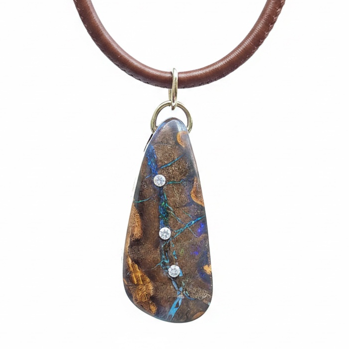 Brown Leather Cord with 14k Gold