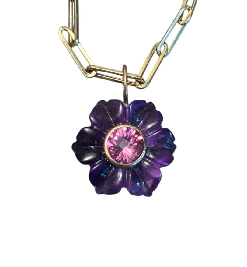 FLORA Pendant, Amethyst & Pink Topaz