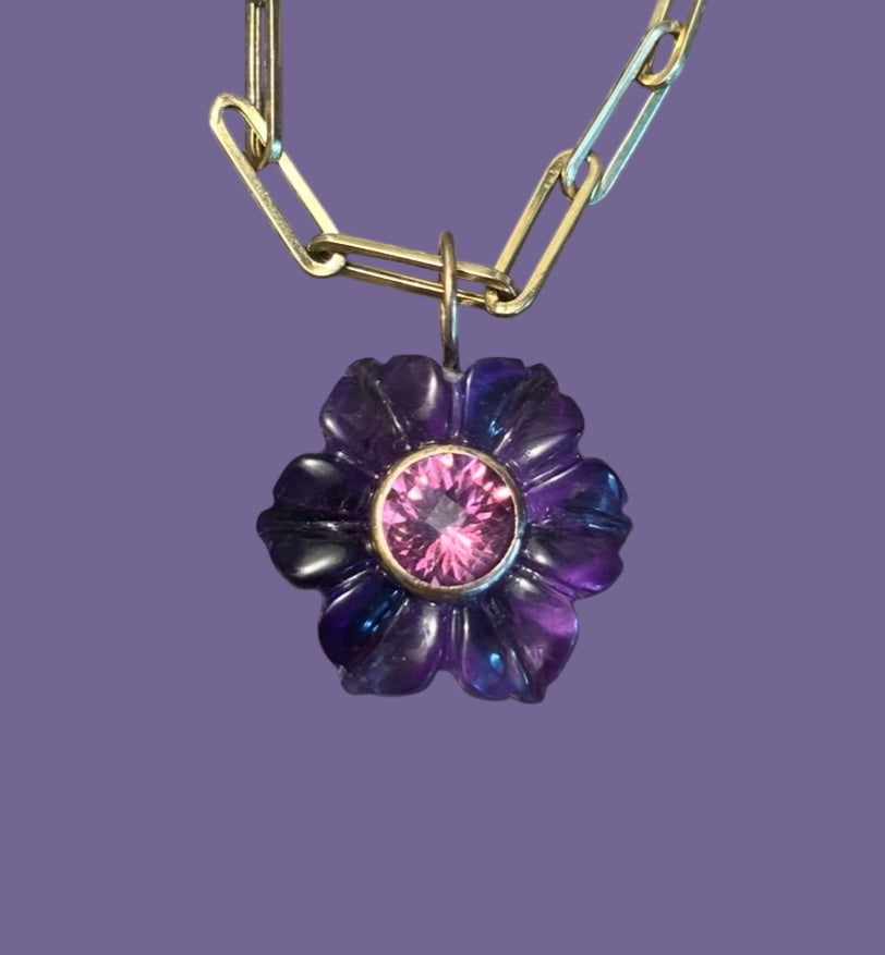 FLORA Pendant, Amethyst & Pink Topaz