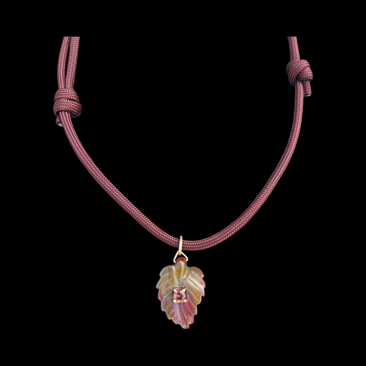 Indian Agate and Spinel Paracord Necklace