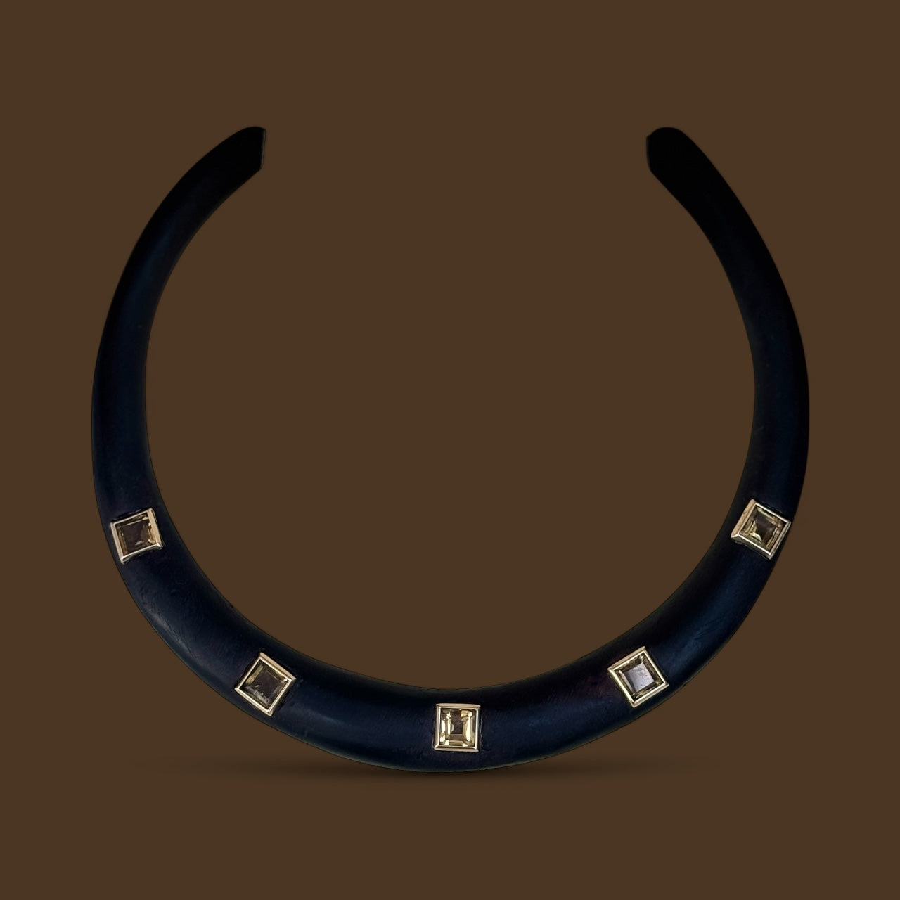 Wood & Citrine Collar Necklace