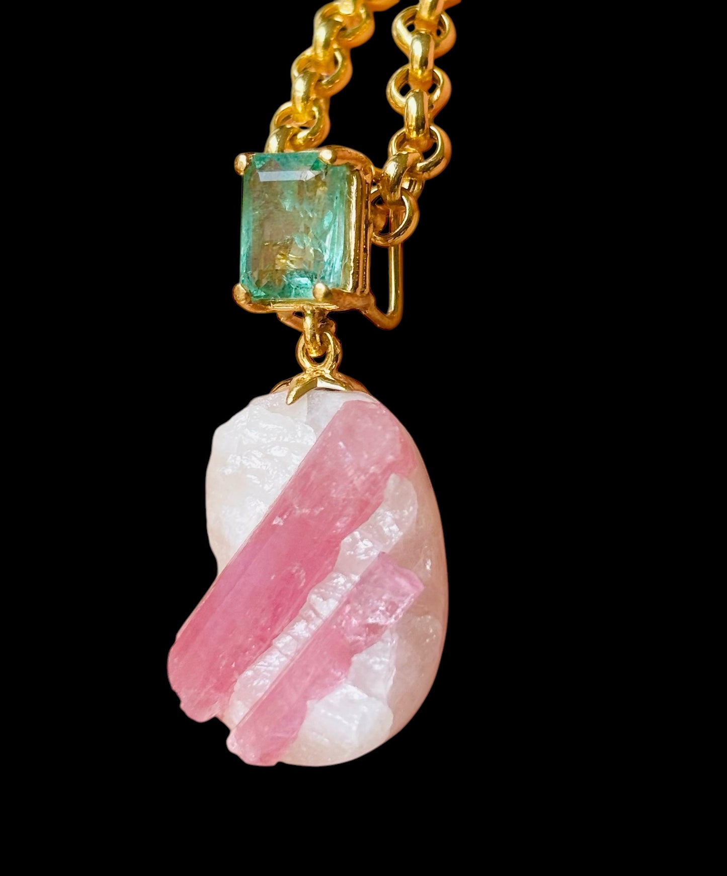 Candy Dish Pendant with Emerald Cut Emerald