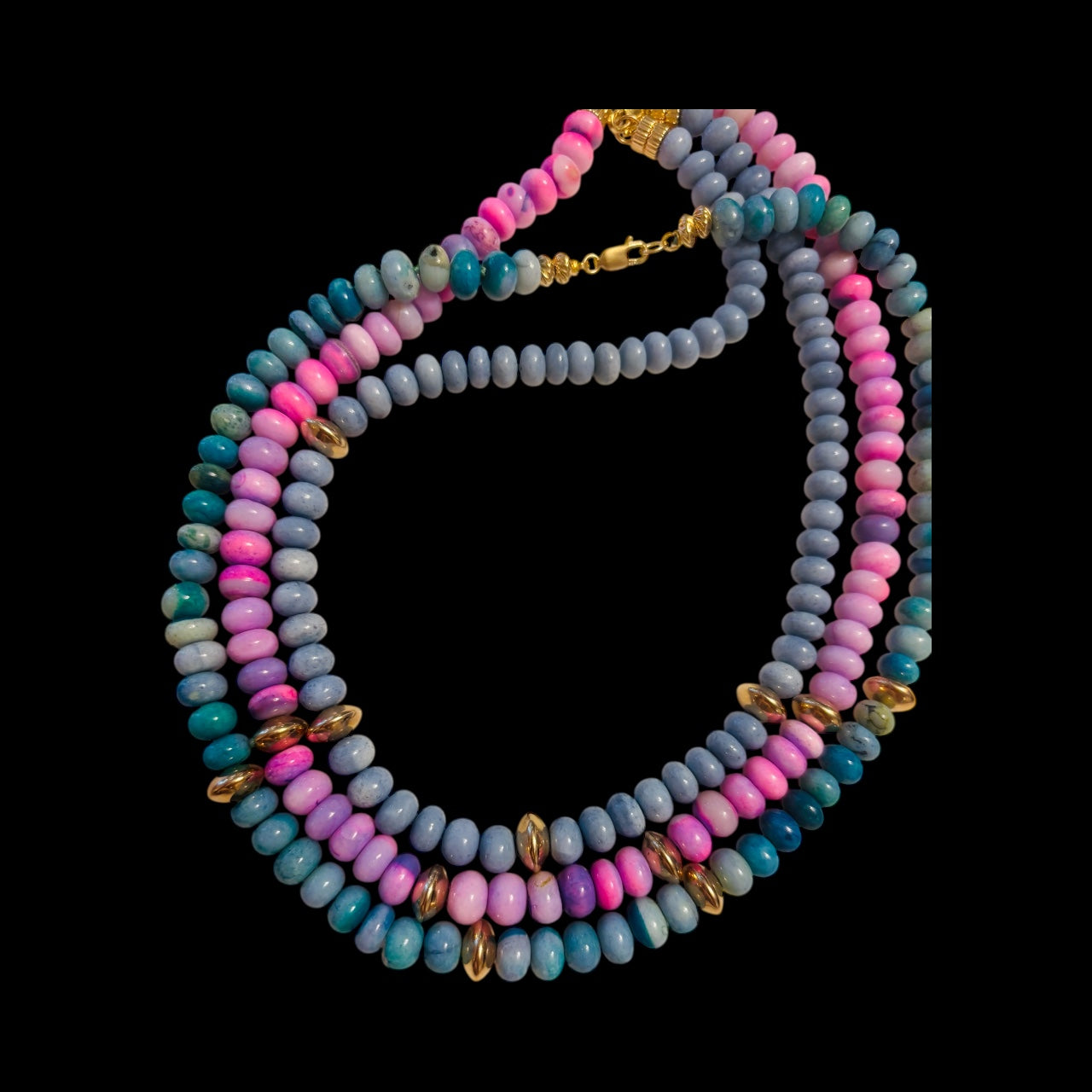 Pink/Lavender Opal Necklace with Gold