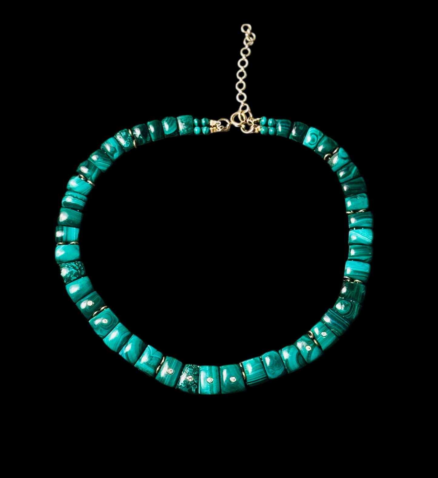 CLEO collar necklace, malachite & diamonds