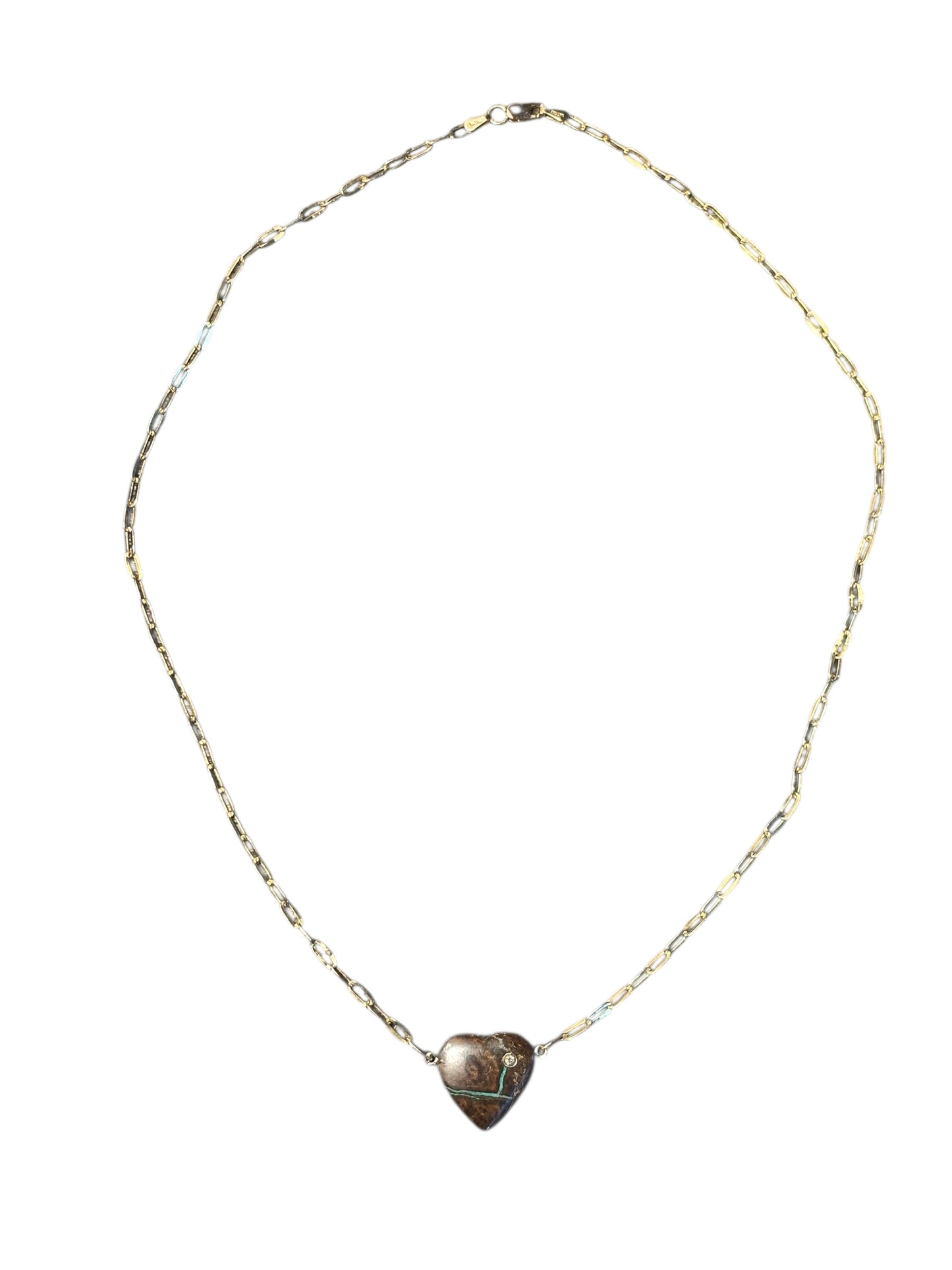 Australian Opal and Diamond Heart Necklace