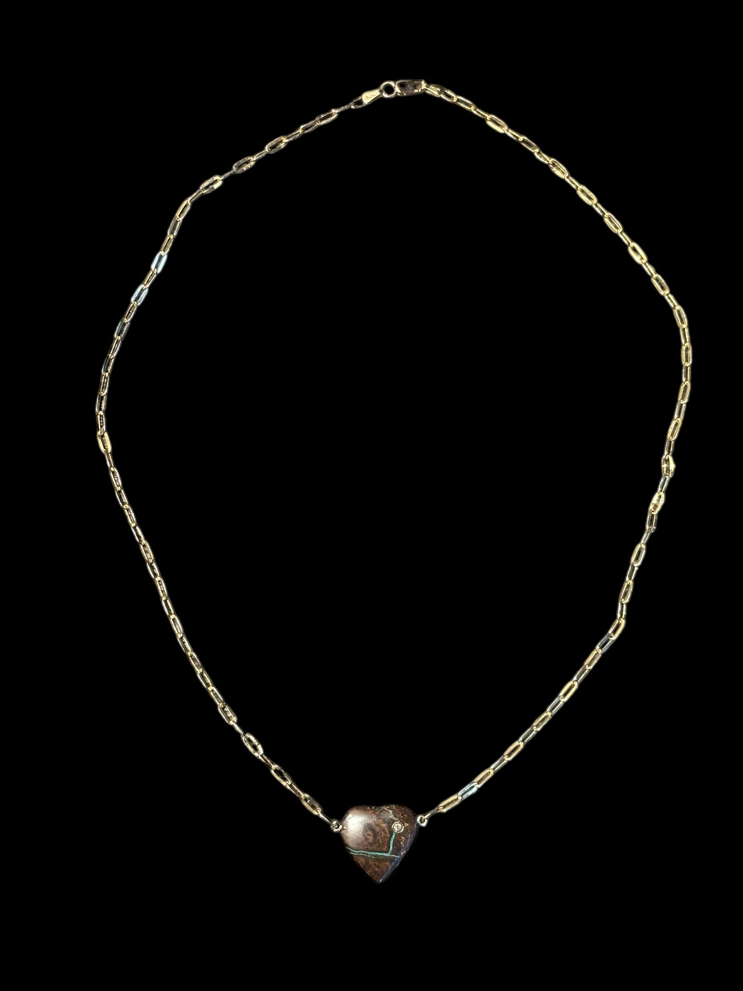 Australian Opal and Diamond Heart Necklace