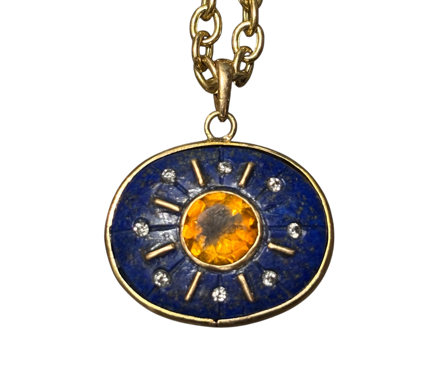 S O L pendant, lapis, citrine & diamonds