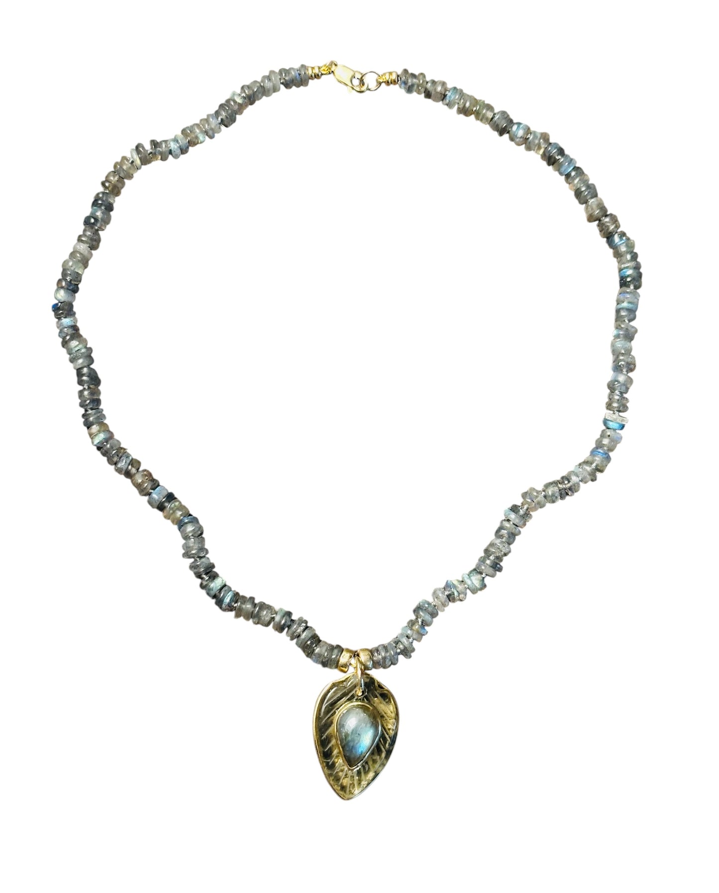 Labradorite Necklace with Lemon Quartz & 14k Gold
