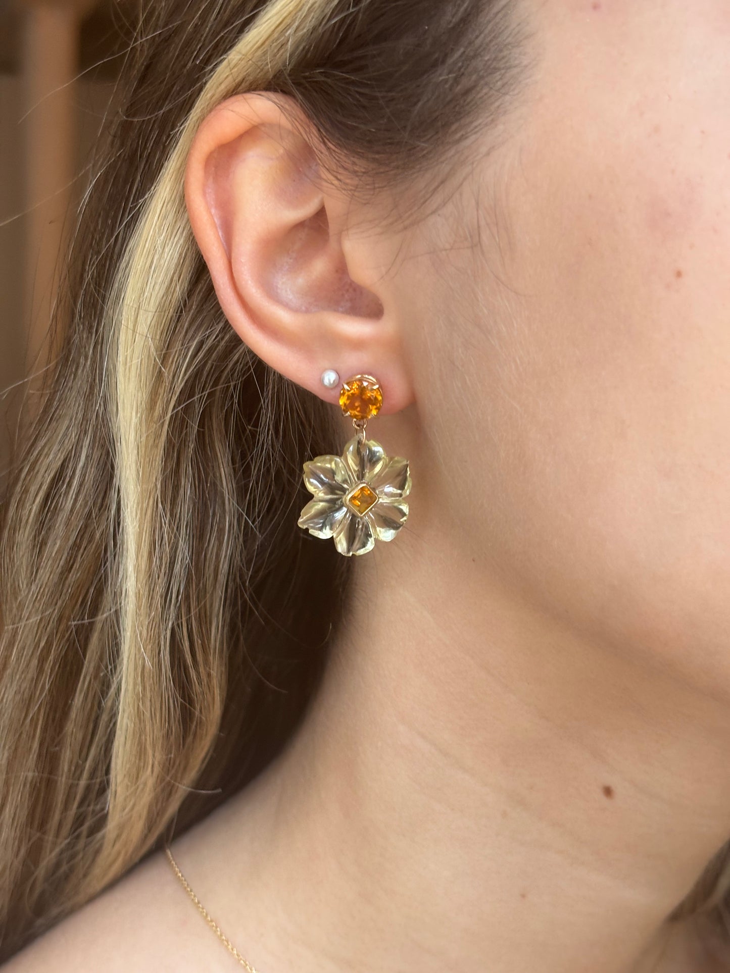 FLORA Earrings, Lemon Quartz & Citrine