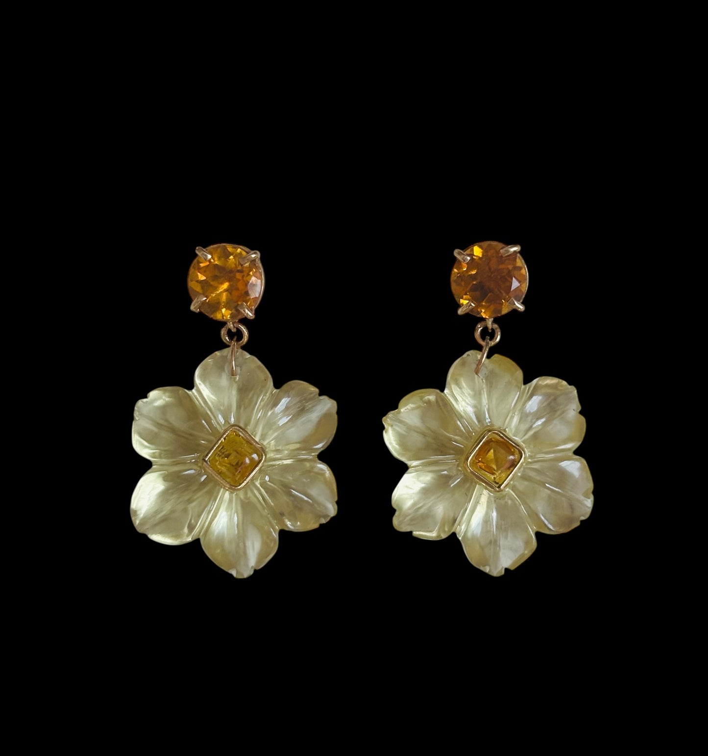 FLORA Earrings, Lemon Quartz & Citrine